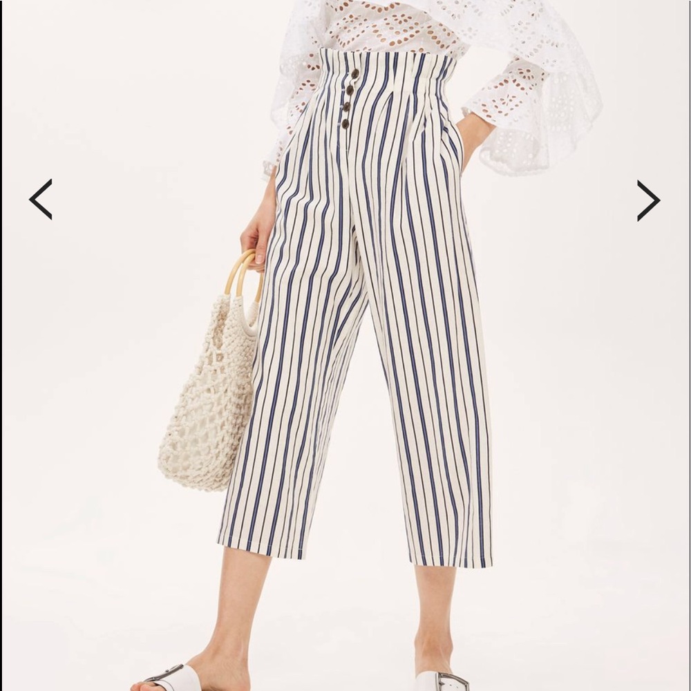 Topshop Striped Button Detail Culottes